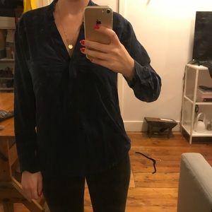 Navy Blue Silk Sandro Blouse (S)